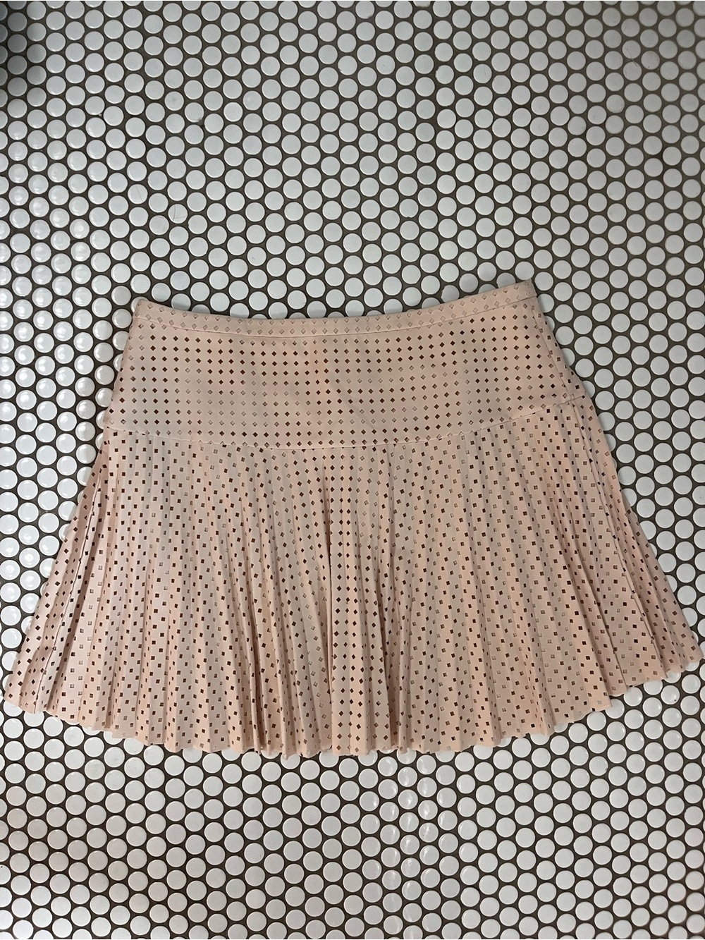 J. Crew Blush Cream Laser-Cut Pleated Preppy Skirt